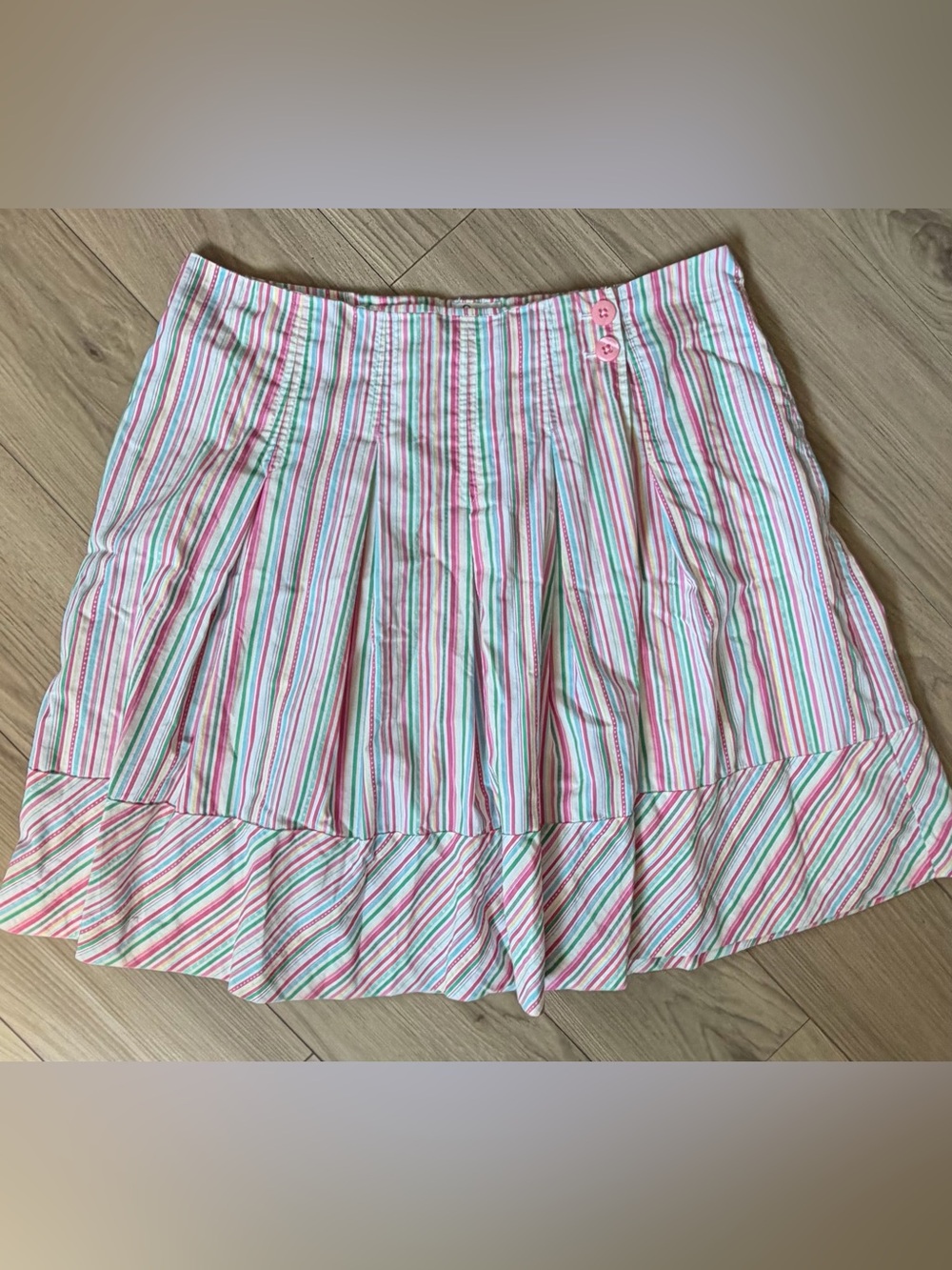 Lilly Pulitzer A-Line Wrap Lined Striped Multicolor Women's Skirt Stretch Sz 14